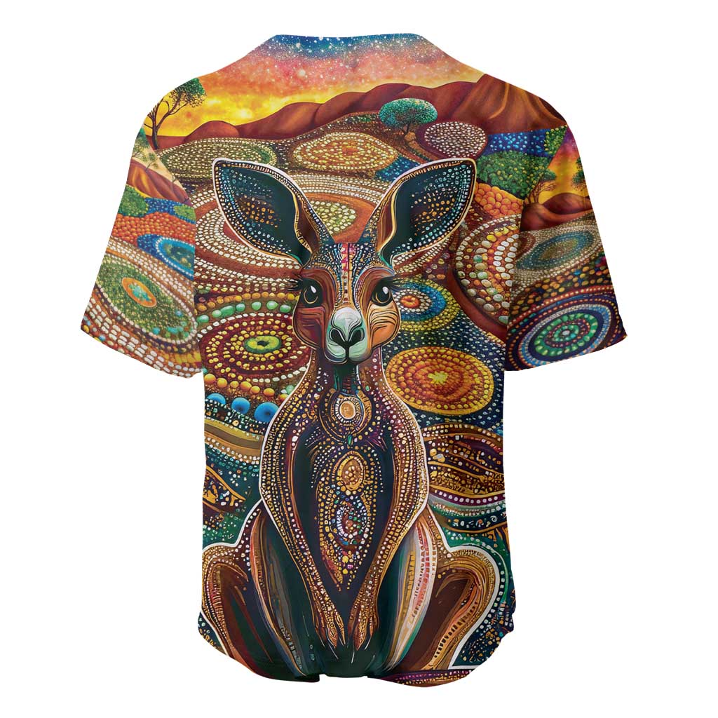Australian Aboriginal Art Kangaroo Baseball Jersey Looking Forward Looking Blak Aboriginal Dot Painting