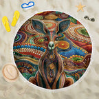 Australian Aboriginal Art Kangaroo Beach Blanket Looking Forward Looking Blak Aboriginal Dot Painting