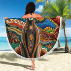 Australian Aboriginal Art Kangaroo Beach Blanket Looking Forward Looking Blak Aboriginal Dot Painting