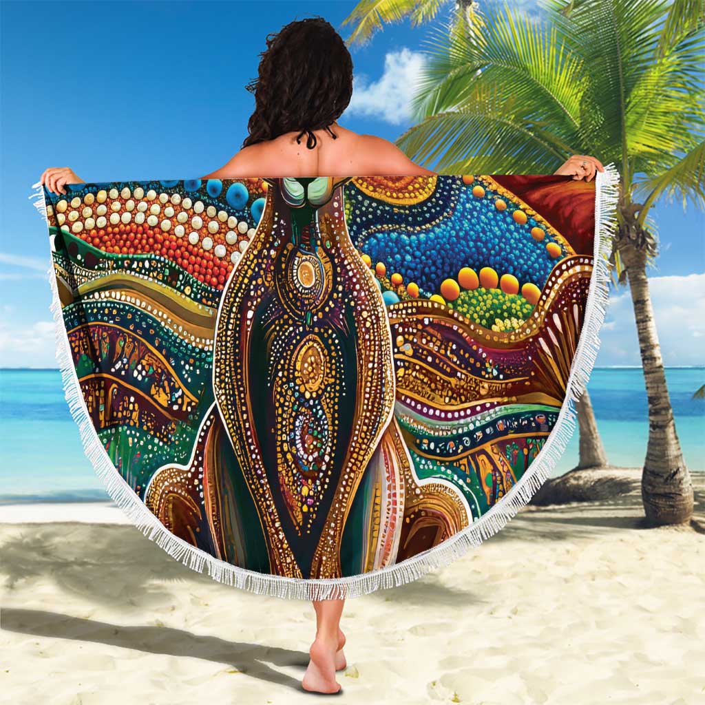 Australian Aboriginal Art Kangaroo Beach Blanket Looking Forward Looking Blak Aboriginal Dot Painting