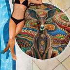 Australian Aboriginal Art Kangaroo Beach Blanket Looking Forward Looking Blak Aboriginal Dot Painting