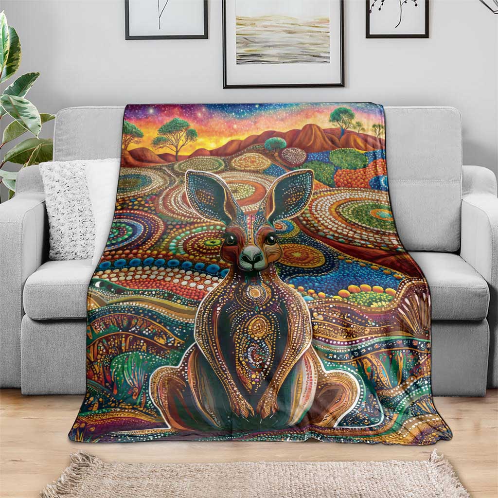 Australian Aboriginal Art Kangaroo Blanket Looking Forward Looking Blak Aboriginal Dot Painting