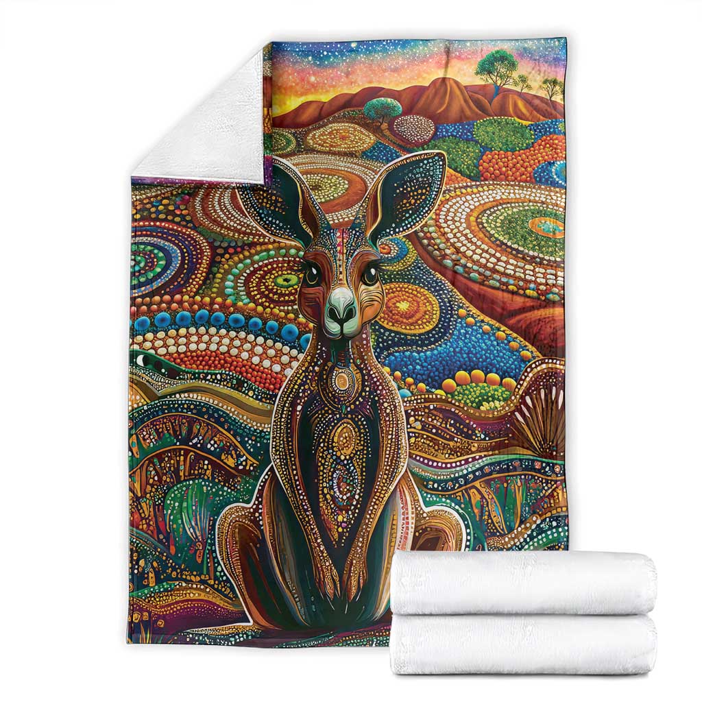 Australian Aboriginal Art Kangaroo Blanket Looking Forward Looking Blak Aboriginal Dot Painting
