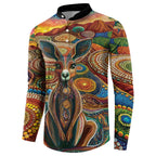 Australian Aboriginal Art Kangaroo Button Sweatshirt Looking Forward Looking Blak Aboriginal Dot Painting