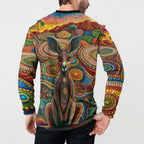 Australian Aboriginal Art Kangaroo Button Sweatshirt Looking Forward Looking Blak Aboriginal Dot Painting