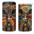 Australian Aboriginal Art Kangaroo 4 in 1 Can Cooler Tumbler Looking Forward Looking Blak Aboriginal Dot Painting