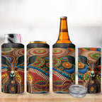 Australian Aboriginal Art Kangaroo 4 in 1 Can Cooler Tumbler Looking Forward Looking Blak Aboriginal Dot Painting