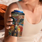 Australian Aboriginal Art Kangaroo 4 in 1 Can Cooler Tumbler Looking Forward Looking Blak Aboriginal Dot Painting