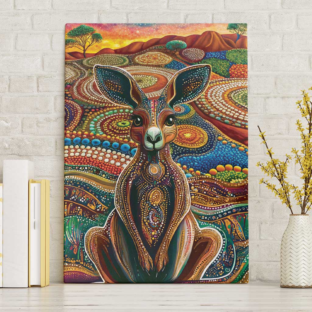 Australian Aboriginal Art Kangaroo Canvas Wall Art Looking Forward Looking Blak Aboriginal Dot Painting