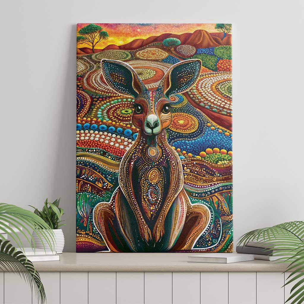 Australian Aboriginal Art Kangaroo Canvas Wall Art Looking Forward Looking Blak Aboriginal Dot Painting