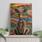 Australian Aboriginal Art Kangaroo Canvas Wall Art Looking Forward Looking Blak Aboriginal Dot Painting
