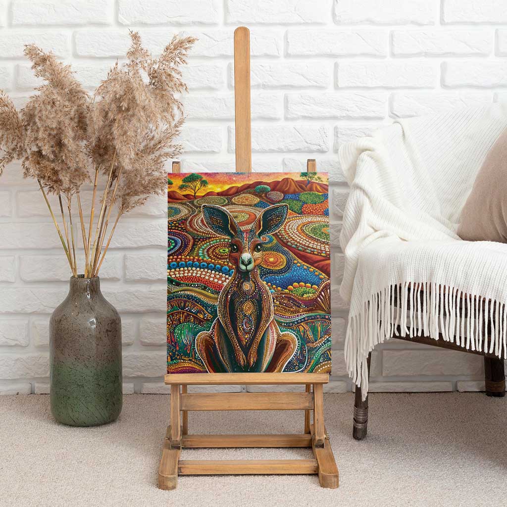 Australian Aboriginal Art Kangaroo Canvas Wall Art Looking Forward Looking Blak Aboriginal Dot Painting