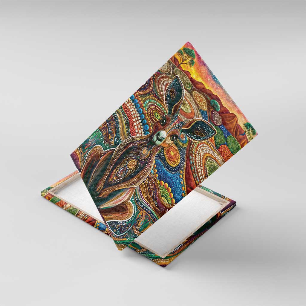 Australian Aboriginal Art Kangaroo Canvas Wall Art Looking Forward Looking Blak Aboriginal Dot Painting