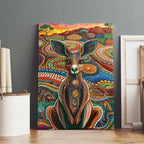 Australian Aboriginal Art Kangaroo Canvas Wall Art Looking Forward Looking Blak Aboriginal Dot Painting