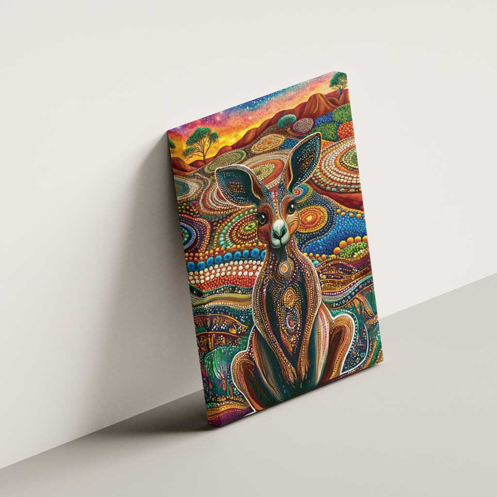 Australian Aboriginal Art Kangaroo Canvas Wall Art Looking Forward Looking Blak Aboriginal Dot Painting