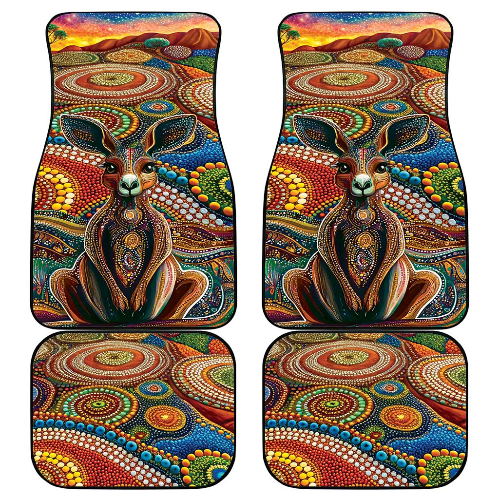 Australian Aboriginal Art Kangaroo Car Mats Looking Forward Looking Blak Aboriginal Dot Painting