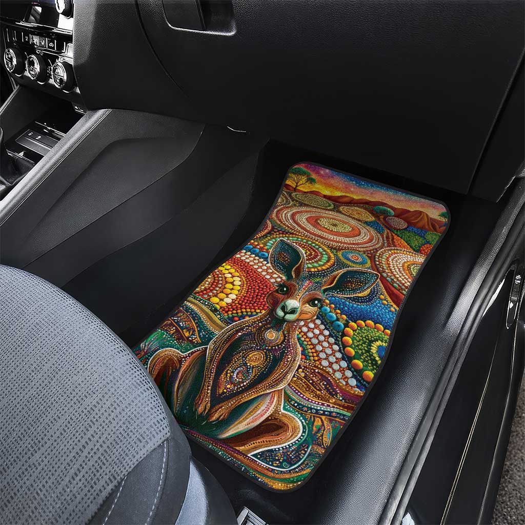 Australian Aboriginal Art Kangaroo Car Mats Looking Forward Looking Blak Aboriginal Dot Painting