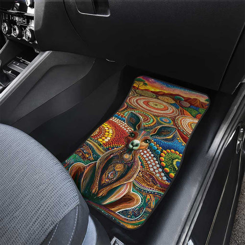 Australian Aboriginal Art Kangaroo Car Mats Looking Forward Looking Blak Aboriginal Dot Painting