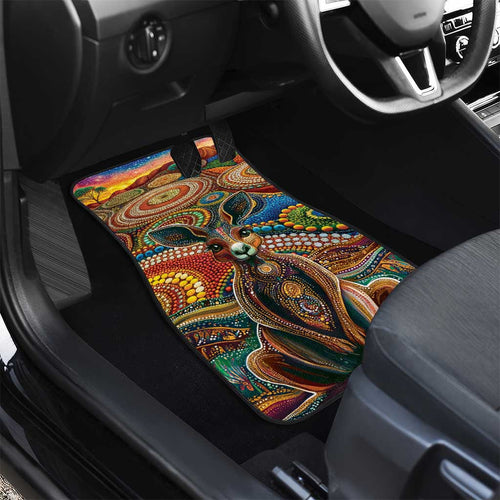 Australian Aboriginal Art Kangaroo Car Mats Looking Forward Looking Blak Aboriginal Dot Painting
