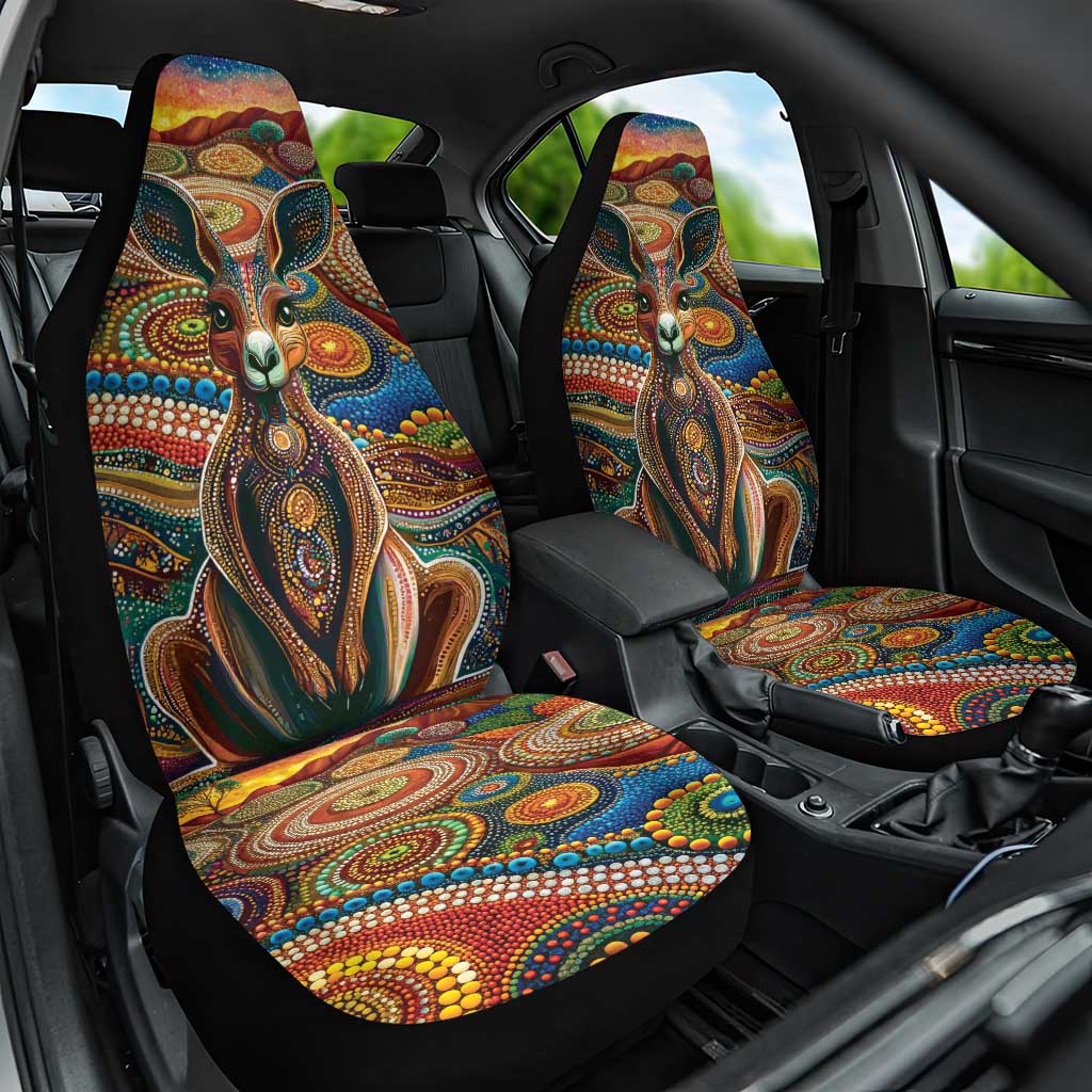 Australian Aboriginal Art Kangaroo Car Seat Cover Looking Forward Looking Blak Aboriginal Dot Painting