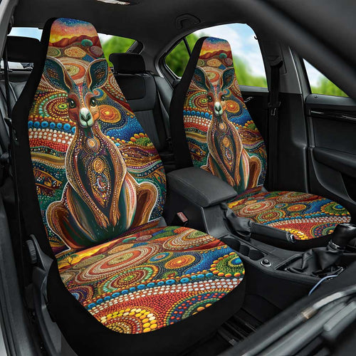 Australian Aboriginal Art Kangaroo Car Seat Cover Looking Forward Looking Blak Aboriginal Dot Painting