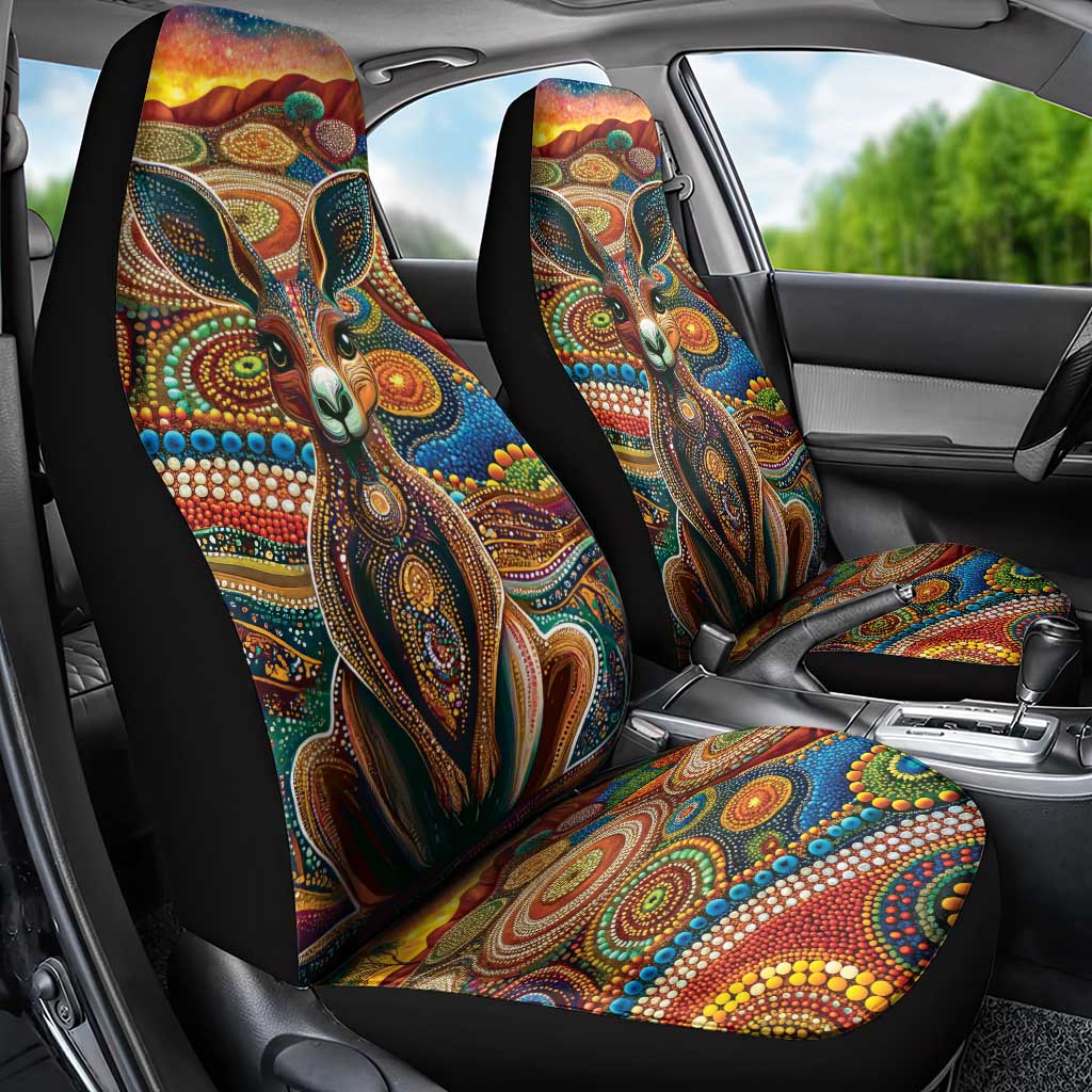 Australian Aboriginal Art Kangaroo Car Seat Cover Looking Forward Looking Blak Aboriginal Dot Painting