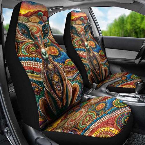 Australian Aboriginal Art Kangaroo Car Seat Cover Looking Forward Looking Blak Aboriginal Dot Painting