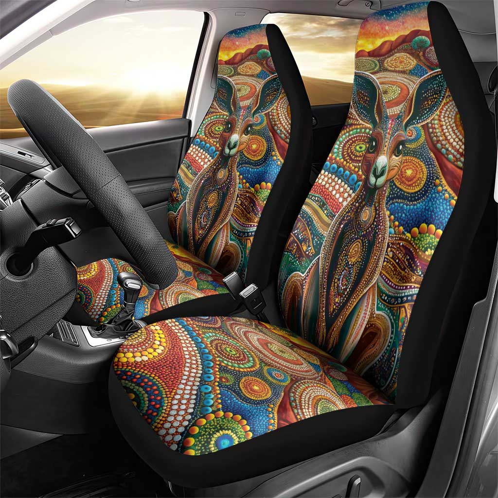 Australian Aboriginal Art Kangaroo Car Seat Cover Looking Forward Looking Blak Aboriginal Dot Painting
