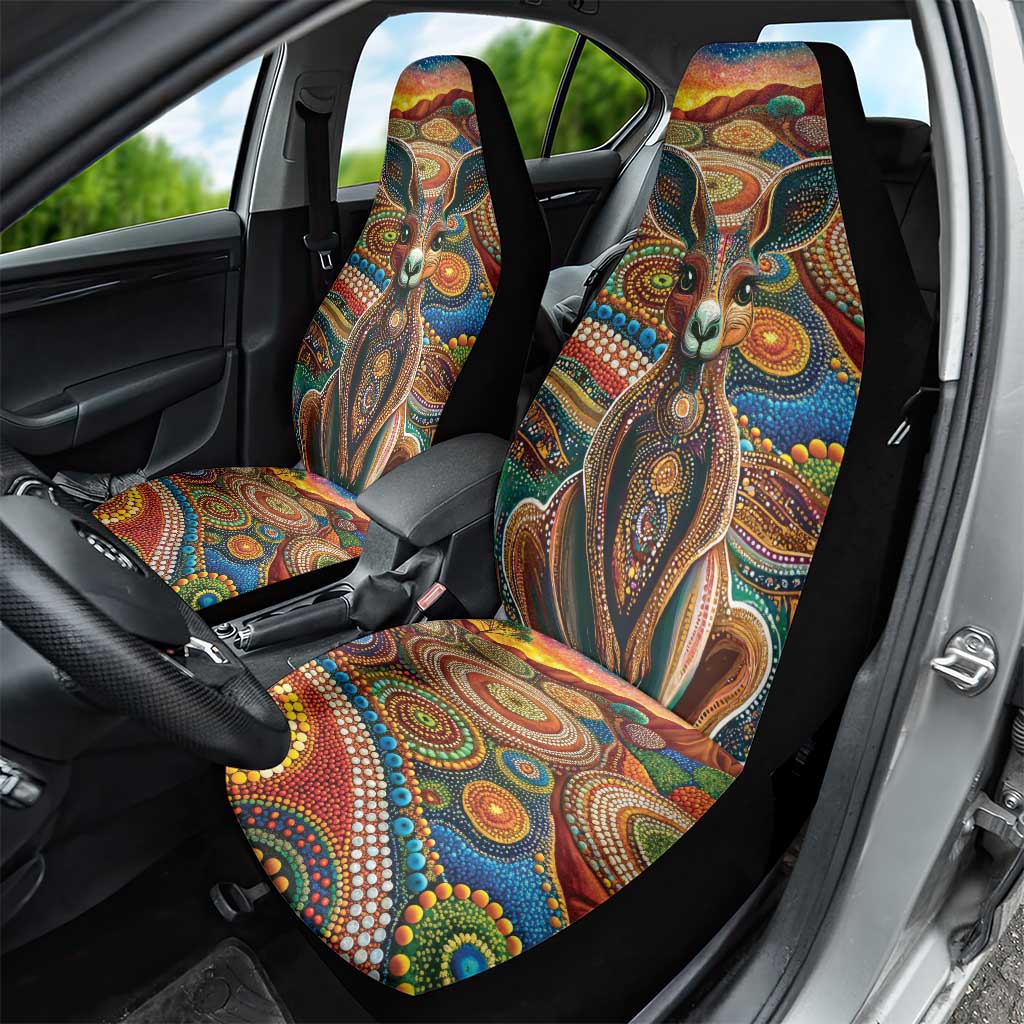 Australian Aboriginal Art Kangaroo Car Seat Cover Looking Forward Looking Blak Aboriginal Dot Painting