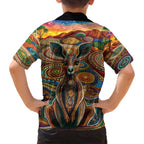 Australian Aboriginal Art Kangaroo Family Matching Summer Maxi Dress and Hawaiian Shirt Looking Forward Looking Blak Aboriginal Dot Painting