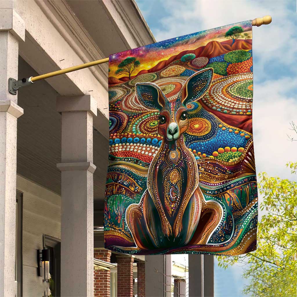 Australian Aboriginal Art Kangaroo Garden Flag Looking Forward Looking Blak Aboriginal Dot Painting
