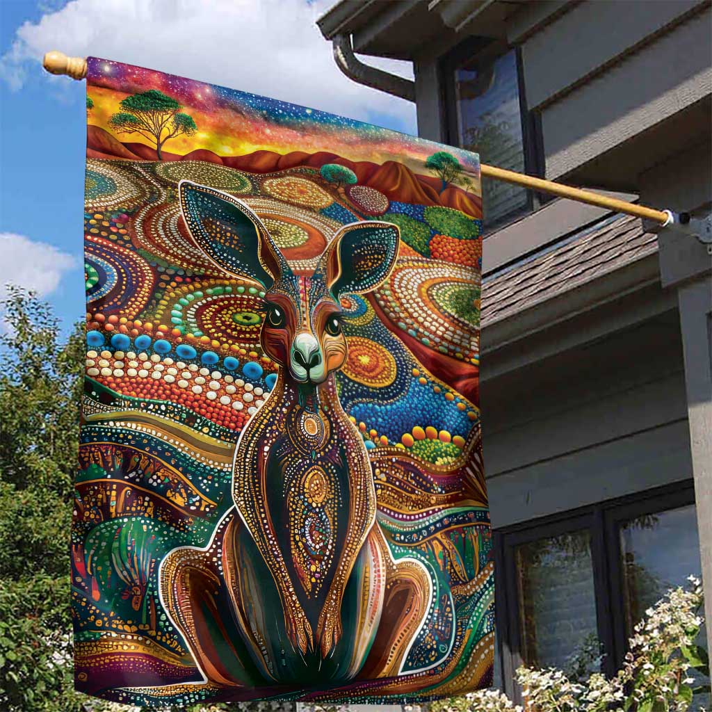 Australian Aboriginal Art Kangaroo Garden Flag Looking Forward Looking Blak Aboriginal Dot Painting