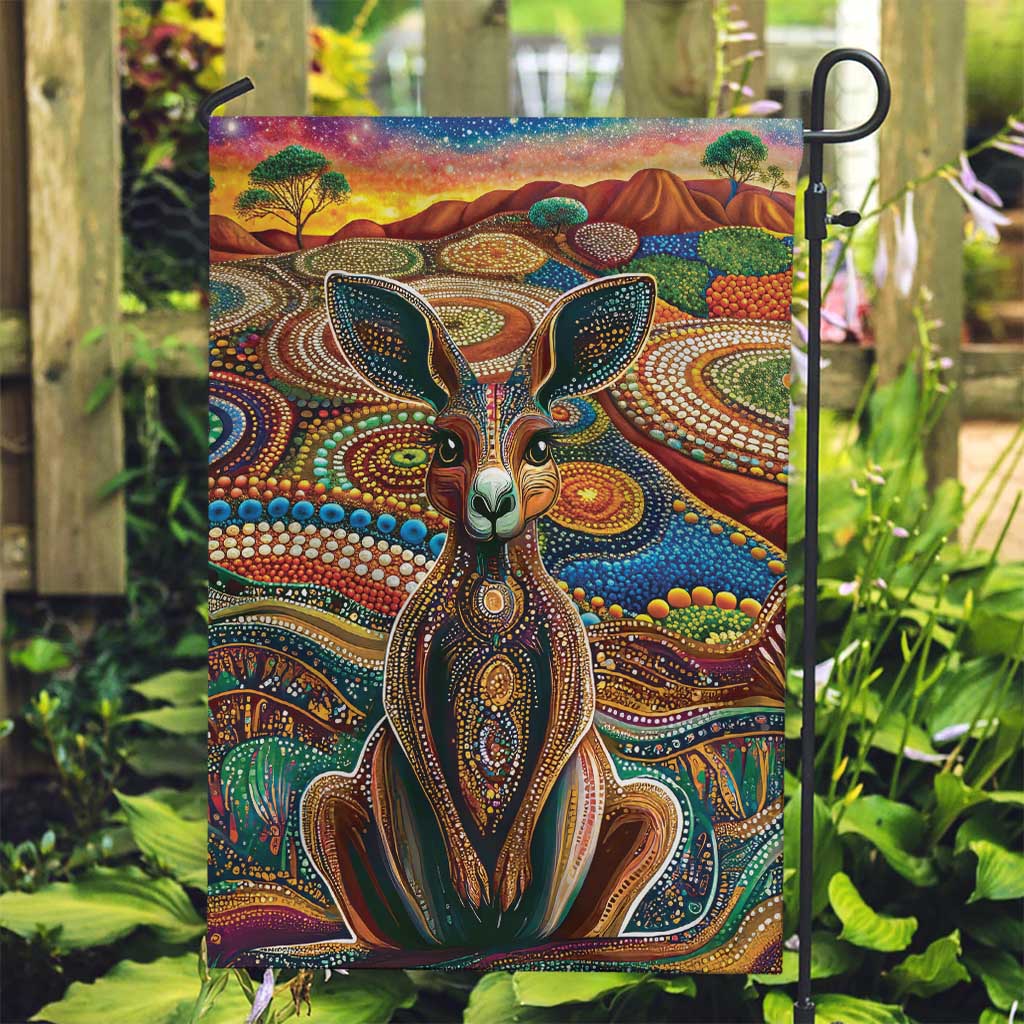 Australian Aboriginal Art Kangaroo Garden Flag Looking Forward Looking Blak Aboriginal Dot Painting