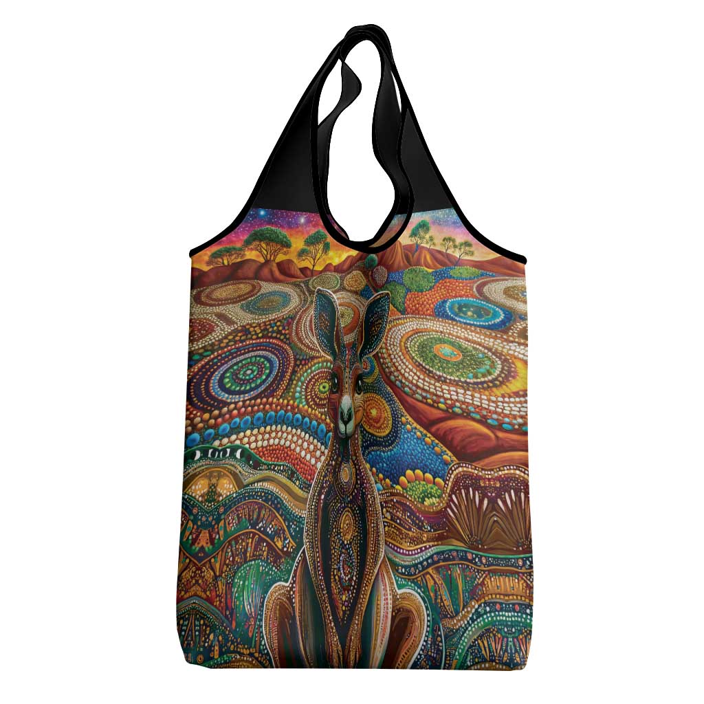 Australian Aboriginal Art Kangaroo Grocery Bag Looking Forward Looking Blak Aboriginal Dot Painting