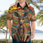 Australian Aboriginal Art Kangaroo Hawaiian Shirt Looking Forward Looking Blak Aboriginal Dot Painting