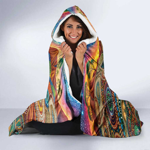 Australian Aboriginal Art Kangaroo Hooded Blanket Looking Forward Looking Blak Aboriginal Dot Painting
