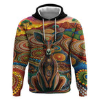 Australian Aboriginal Art Kangaroo Hoodie Looking Forward Looking Blak Aboriginal Dot Painting
