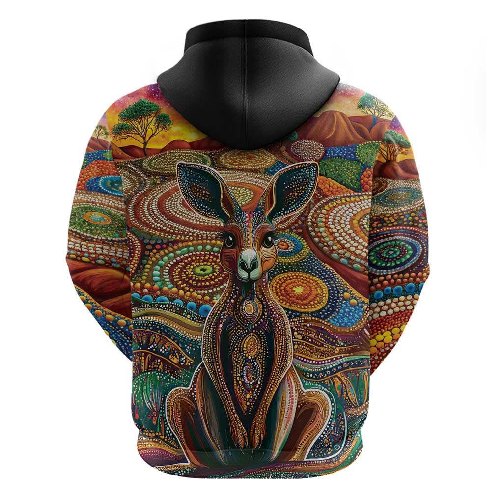 Australian Aboriginal Art Kangaroo Hoodie Looking Forward Looking Blak Aboriginal Dot Painting