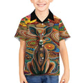 Australian Aboriginal Art Kangaroo Kid Hawaiian Shirt Looking Forward Looking Blak Aboriginal Dot Painting