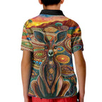 Australian Aboriginal Art Kangaroo Kid Polo Shirt Looking Forward Looking Blak Aboriginal Dot Painting