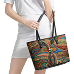 Australian Aboriginal Art Kangaroo Leather Tote Bag Looking Forward Looking Blak Aboriginal Dot Painting