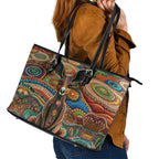 Australian Aboriginal Art Kangaroo Leather Tote Bag Looking Forward Looking Blak Aboriginal Dot Painting