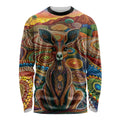 Australian Aboriginal Art Kangaroo Long Sleeve Shirt Looking Forward Looking Blak Aboriginal Dot Painting