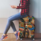 Australian Aboriginal Art Kangaroo Luggage Cover Looking Forward Looking Blak Aboriginal Dot Painting