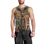 Australian Aboriginal Art Kangaroo Men Tank Top Looking Forward Looking Blak Aboriginal Dot Painting