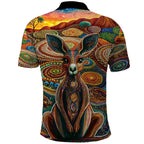 Australian Aboriginal Art Kangaroo Polo Shirt Looking Forward Looking Blak Aboriginal Dot Painting