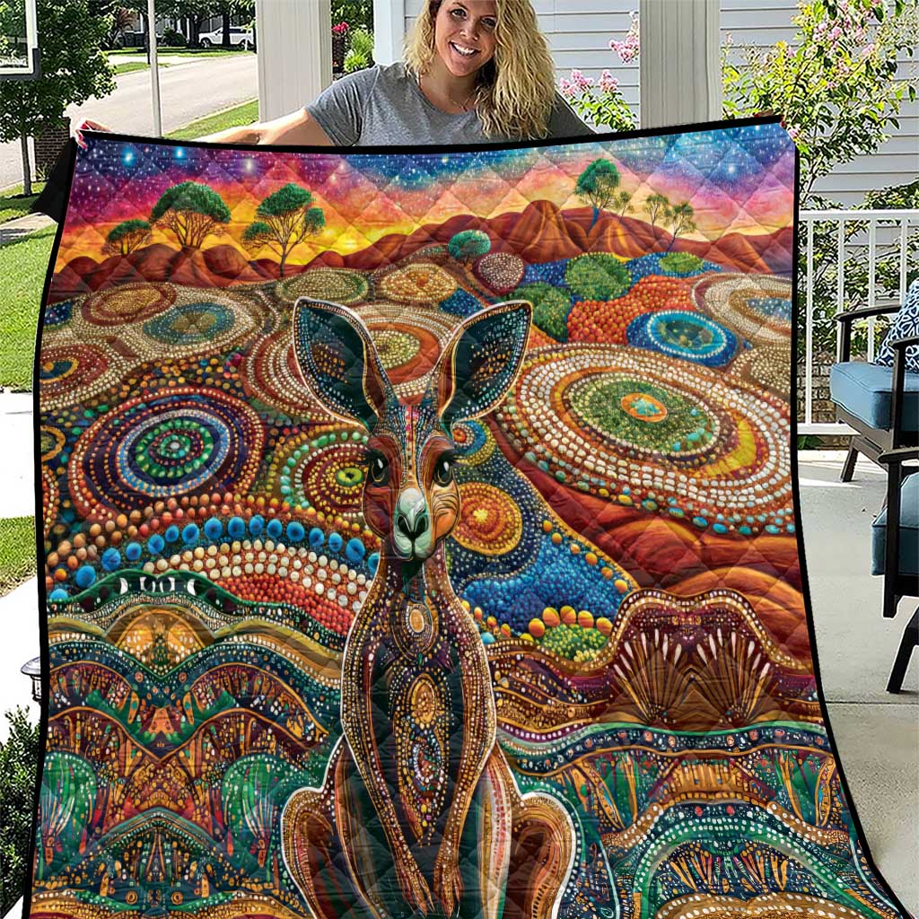 Australian Aboriginal Art Kangaroo Quilt Looking Forward Looking Blak Aboriginal Dot Painting