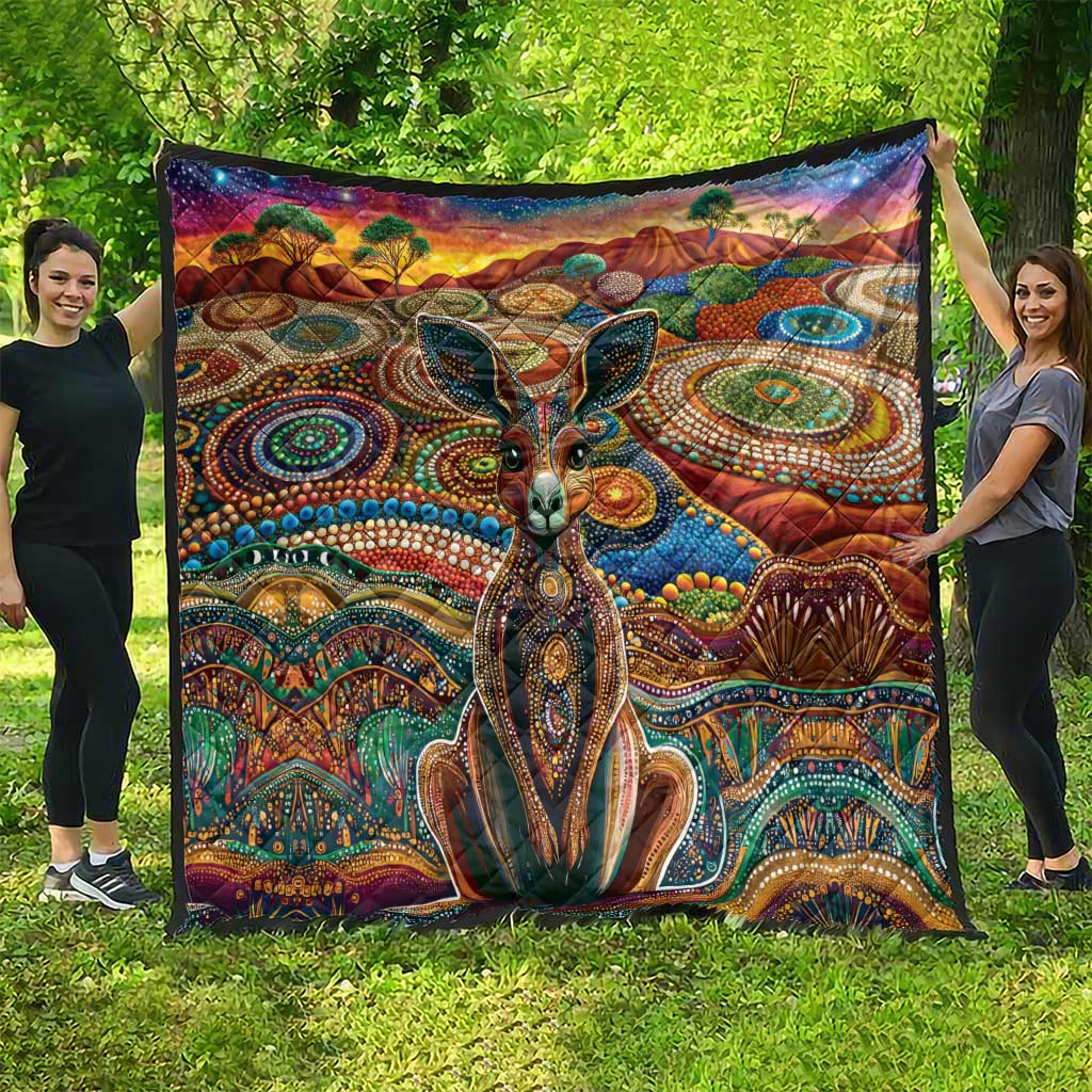 Australian Aboriginal Art Kangaroo Quilt Looking Forward Looking Blak Aboriginal Dot Painting