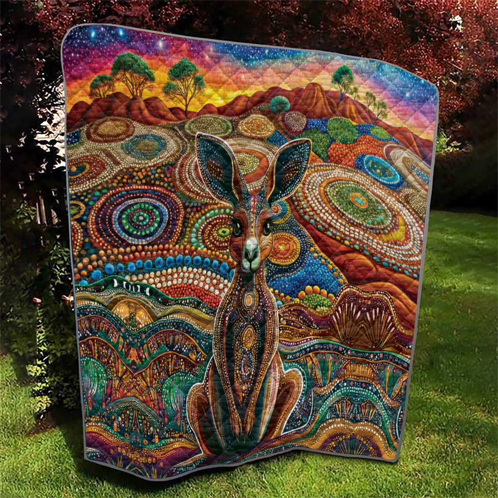 Australian Aboriginal Art Kangaroo Quilt Looking Forward Looking Blak Aboriginal Dot Painting