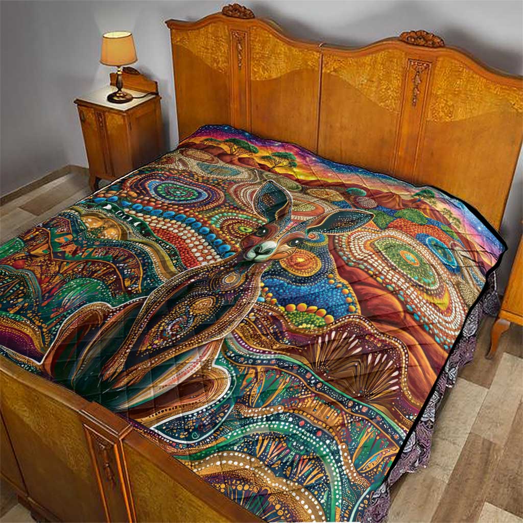 Australian Aboriginal Art Kangaroo Quilt Looking Forward Looking Blak Aboriginal Dot Painting